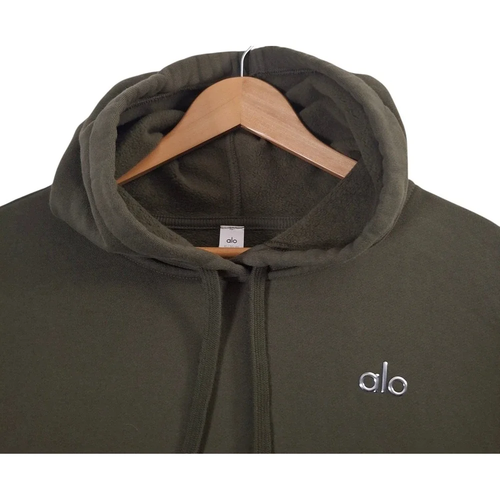 Alo Yoga Accolade Hoodie Adult XL Olive Green Oversized Fleece Sweatshirt